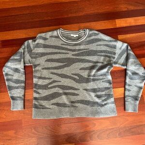 Splendid Zebra Ridge Gray Knit Sweater Cotton/Silk Blend Medium